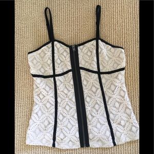 Ivory and black lace tank top